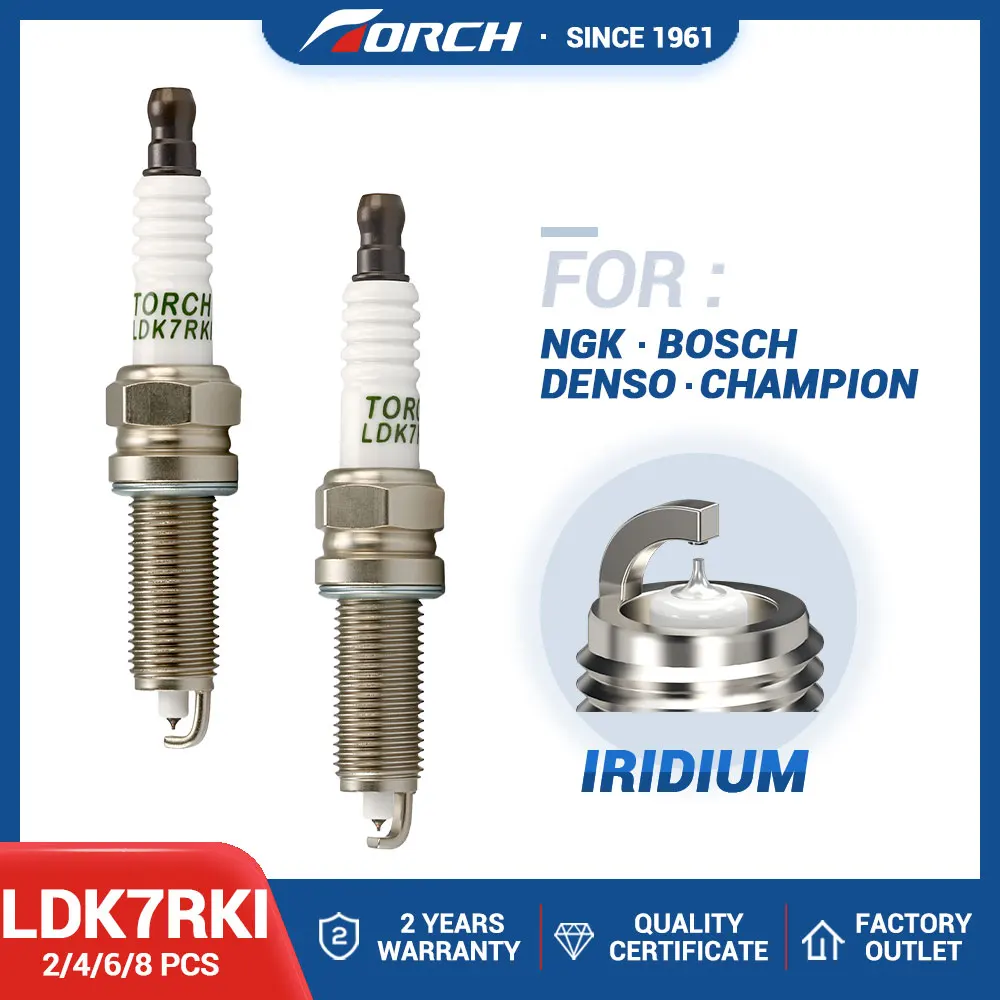 2-8PCS Bujía de iridio TORCH LDK7RKI E4G16-3707010AB 3707AAG Compatible con Chery Arrizo/Tiggo SQRE4G15C SQRE4G15B SQRE4G16