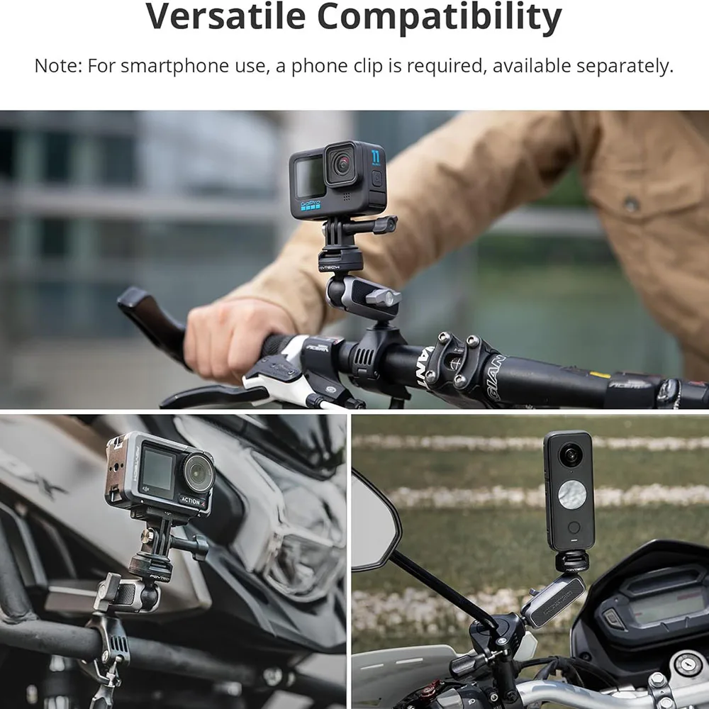 PGYTECH CapLock bicicleta motocicleta manillar montaje soporte para DJI OSMO Action 4/3/2, POCKET 3, Gopro Hero 12/11/10/9