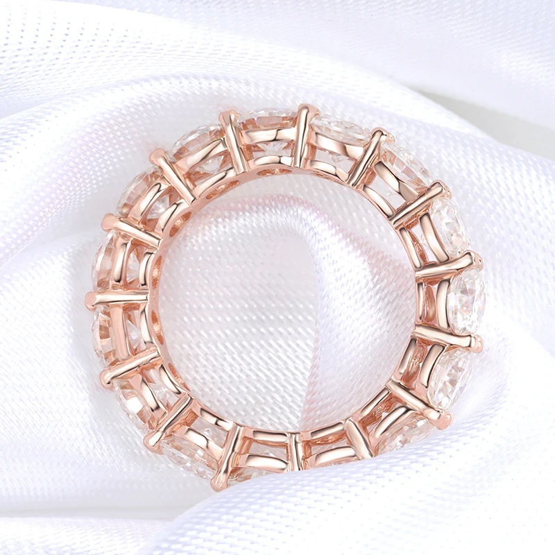 Smyoue 3/3, 5/5mm Color oro rosa todos los anillos de moissanita para mujer anillo de boda brillante 925 bandas de joyería clásicas de Plata de Ley