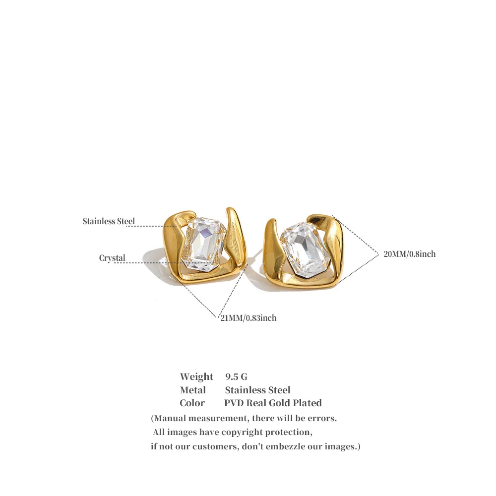 Pendientes cuadrados de cristal multicolor Yhpup, chapados en PVD de color oro de 16 quilates, joyería exquisita y elegante que previene las alergias