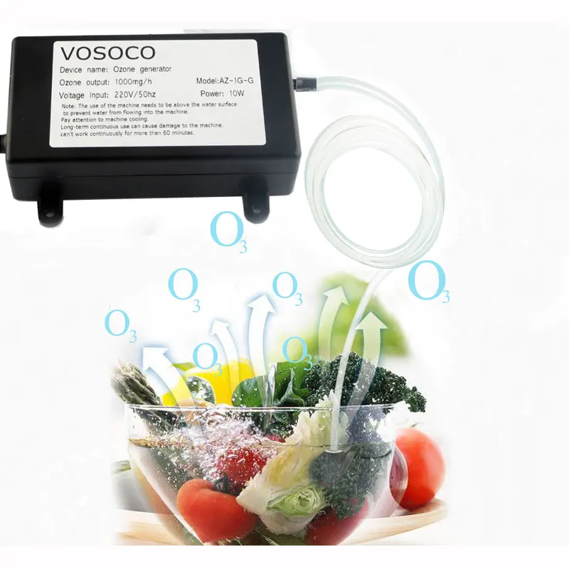 VOSOCO-generador de ozono de 1000mg, ozonizador, purificador de aire y agua, limpiador de frutas, verduras, carne, limpieza, cocina, inodoro, desodorizar, 220V, 110V