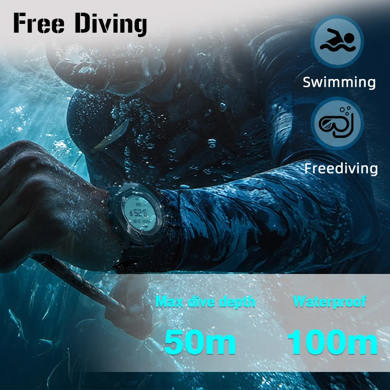 Reloj Digital para Buceo NORTH EDGE APACHE-D para Hombre, Deportes al Aire Libre, Natación, Resistente al Agua 100M, Altímetro, Barómetro, Brújula