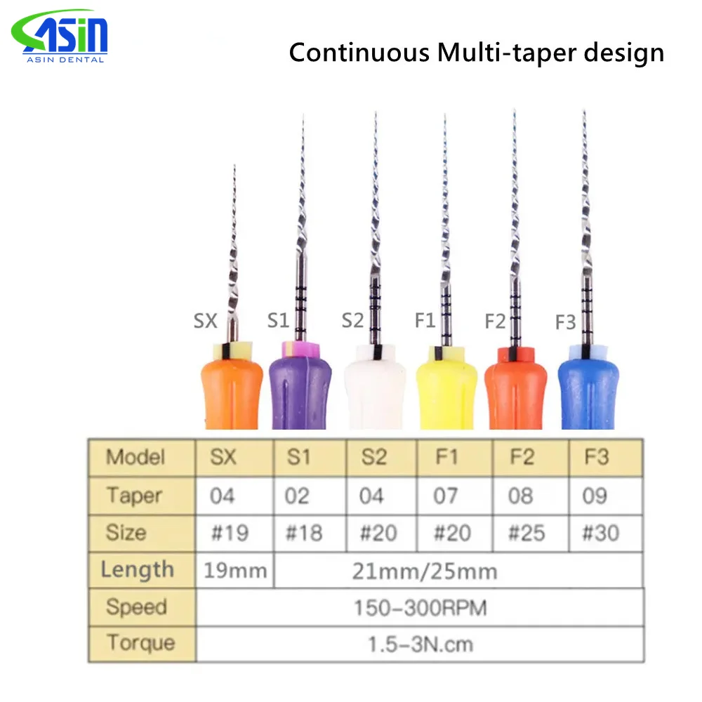 6 unids/caja de limas NITI de uso manual Dental Denspay 21mm/25mm/31mm limas súper rotativas limas de conducto radicular de dentista herramientas de acabado moldeador