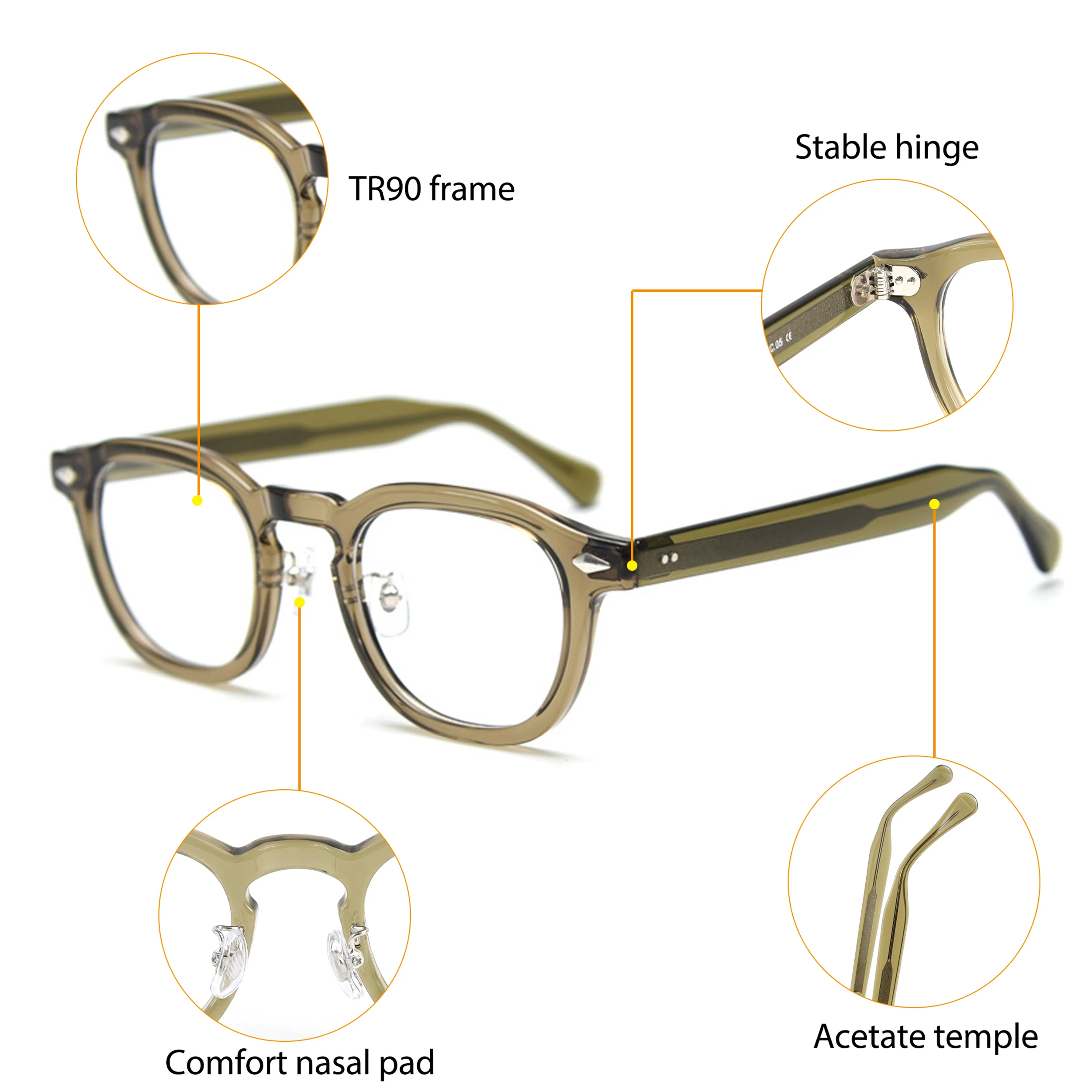 HBK Retro - Monturas de Gafas para Hombre, Lentes de Lujo con Protección Contra la Luz Azul, Montura TR-90, Gafas de Lectura para Mujer, Gafas para Computadora