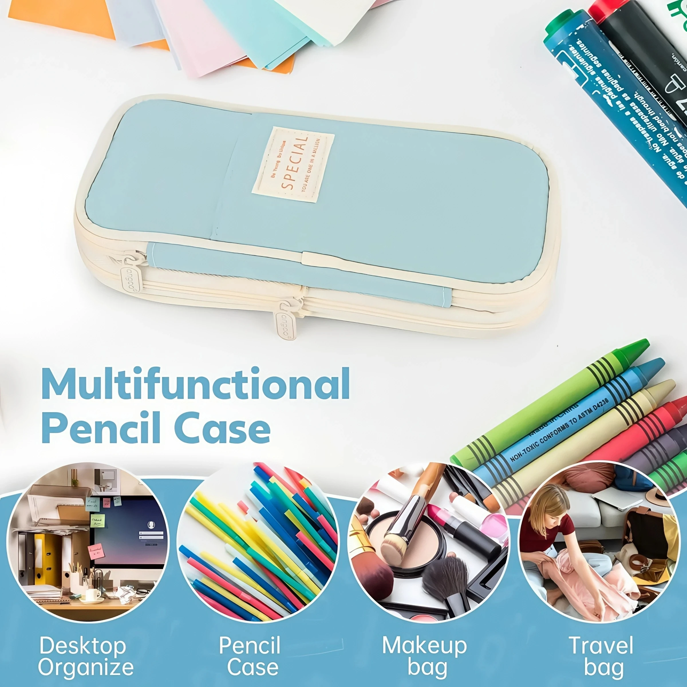 Estuche de Gran Capacidad para Lápices, Material Escolar, Bolsa de Almacenamiento para Oficina, Escritorio, Estudiantes, Niños, Caja para Lápices