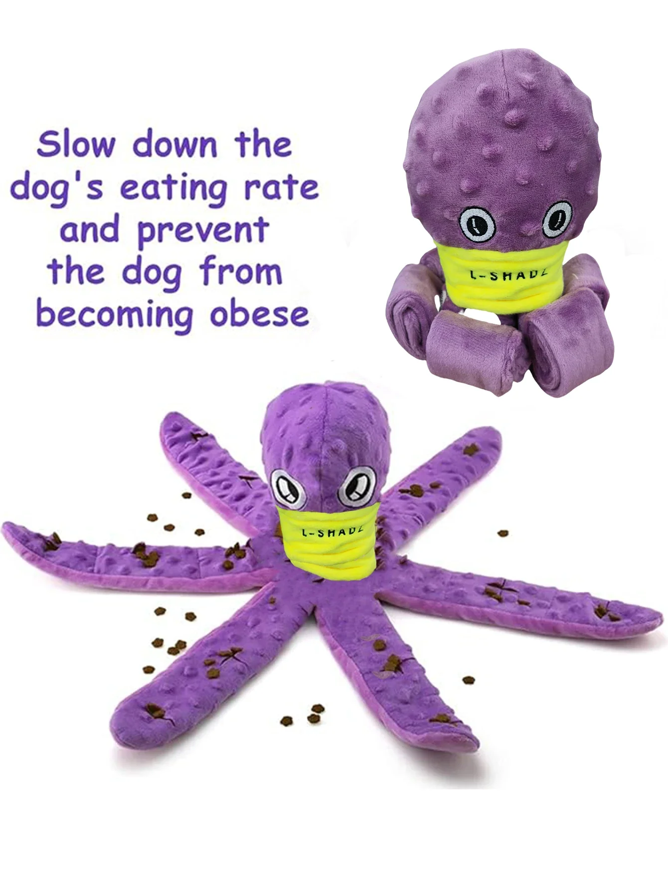Juguete de peluche para perro, rompecabezas de pulpo, juguete interactivo para masticar, juego de alimentación lenta para cachorros