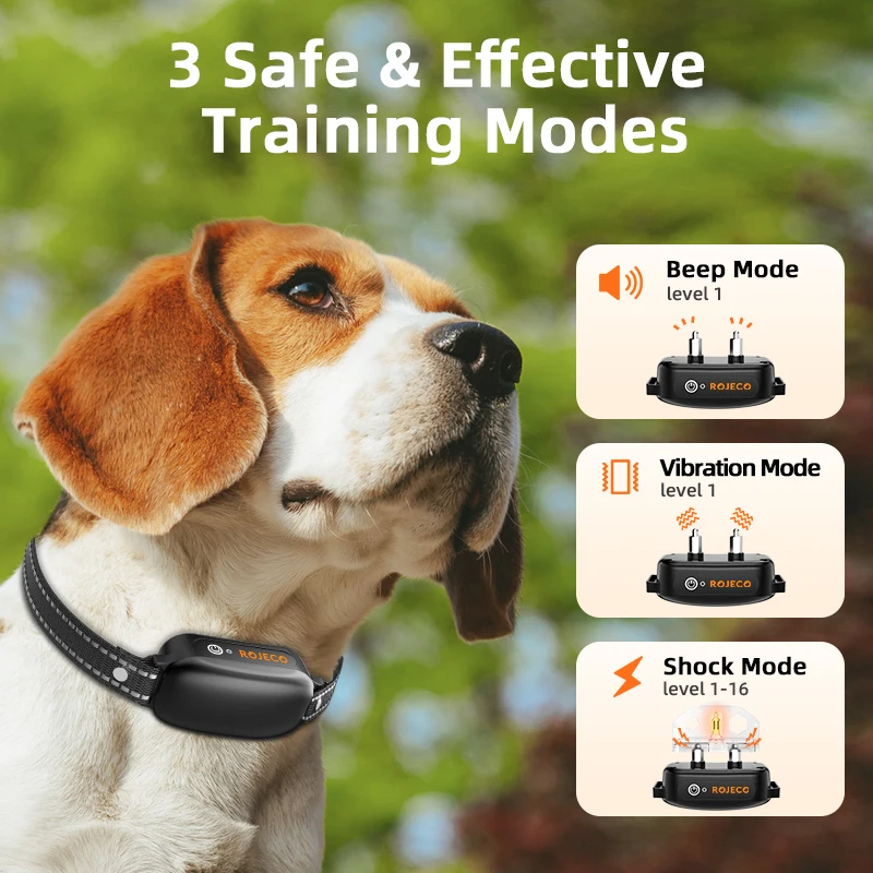 Robeco-Collar eléctrico de entrenamiento para perros, vibrador Digital recargable con Control remoto, resistente al agua IPX7, para mascotas, con descarga y parada de ladridos