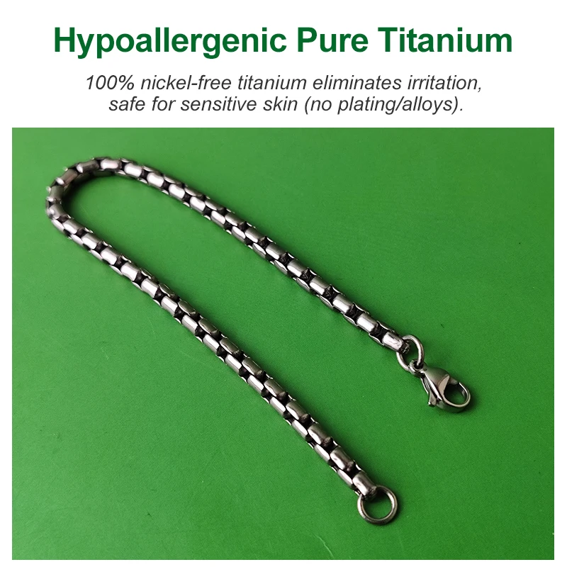 Pulsera unisex de hueso de serpiente de titanio puro de 3,5 mm: antialérgico, antiestático, ligero, resistente a la corrosión