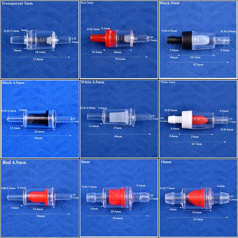 Válvula de retención plana O.D 3mm ~ 28mm, manguera de riego Pagoda, válvula de retorno, bomba de aire para tanque de acuario, válvula unidireccional, 1 ~ 50 Uds.