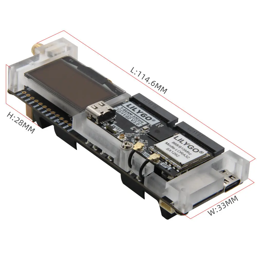 LILYGO ®   Placa de Desarrollo SoftRF T-Beam SUPREME ESP32-S3 LoRa con SX1262 868/915MHz GPS U-blox L76K WiFi Bluetooth OLED de 1.3 Pulgadas