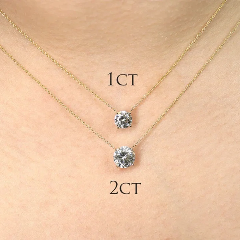 Lnngy-collar con colgante de moissanita certificado 1CT 2CT 3CT para mujer, collares colgantes solitarios de plata de ley S925, regalo de joyería