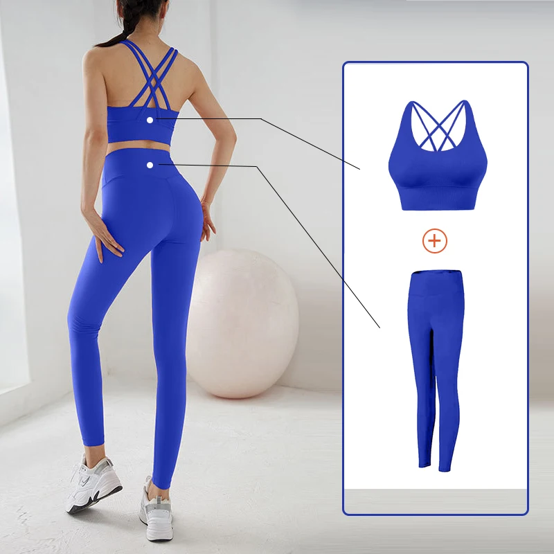 Conjunto de Yoga, Sujetador deportivo y mallas para mujer, conjunto de 2 piezas para trotar, conjunto deportivo de yoga para mujer, conjunto de gimnasio, ropa deportiva para mujer