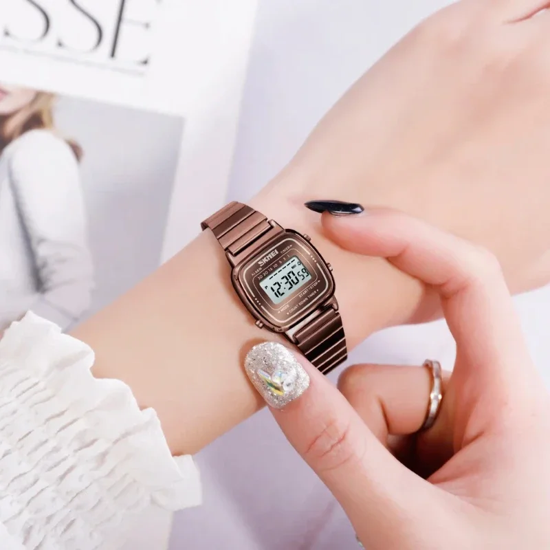 SKMEI 1901 relojes de lujo para mujer, reloj con calendario cronógrafo Digital con esfera pequeña, reloj de pulsera resistente al agua para mujer, reloj para mujer 1620