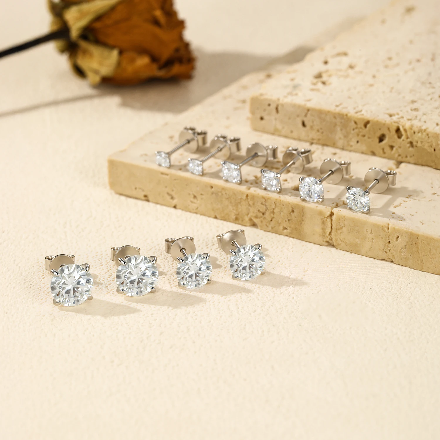Pendientes MODIAN de moissanita de Color D de 5 tamaños, pendientes de tuerca de lujo brillantes de Plata de Ley 925 para mujer, joyería fina de boda