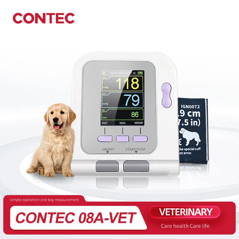 CONTEC-esfigmomanómetro electrónico veterinario, Monitor automático de presión arterial, tonómetro con descarga, Software de PC, CONTEC08A-VET