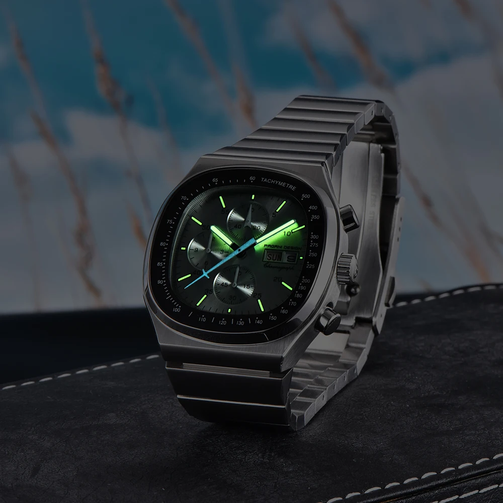 Reloj cronógrafo cuadrado PAGANI DESIGN PD1819 para hombre, movimiento japonés Miyota OS000, cristal de zafiro, reloj deportivo resistente al agua.