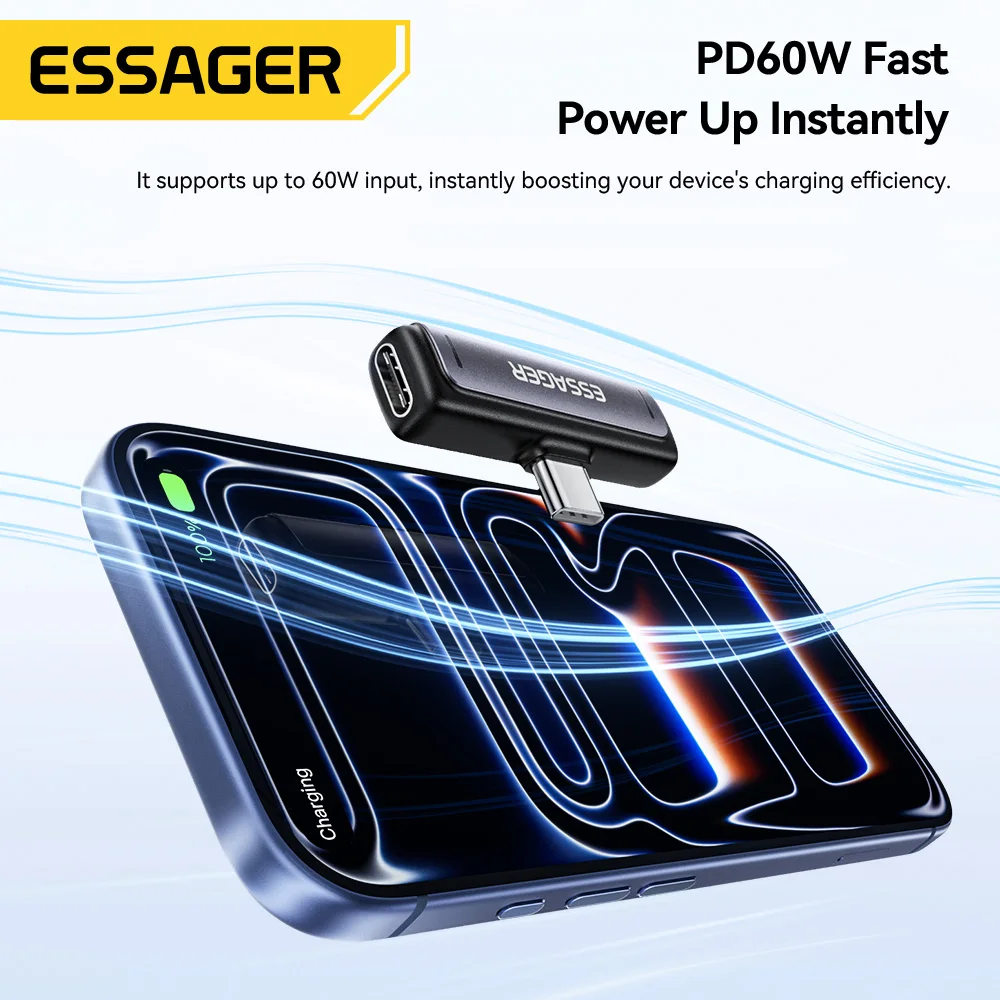 Adaptador de Audio y Carga 2 en 1 Essager, USB Tipo C a Conector de Audio de 3.5mm, Convertidor Auxiliar de Audio, Carga de 60W para MacBook, iPhone, Xiaomi