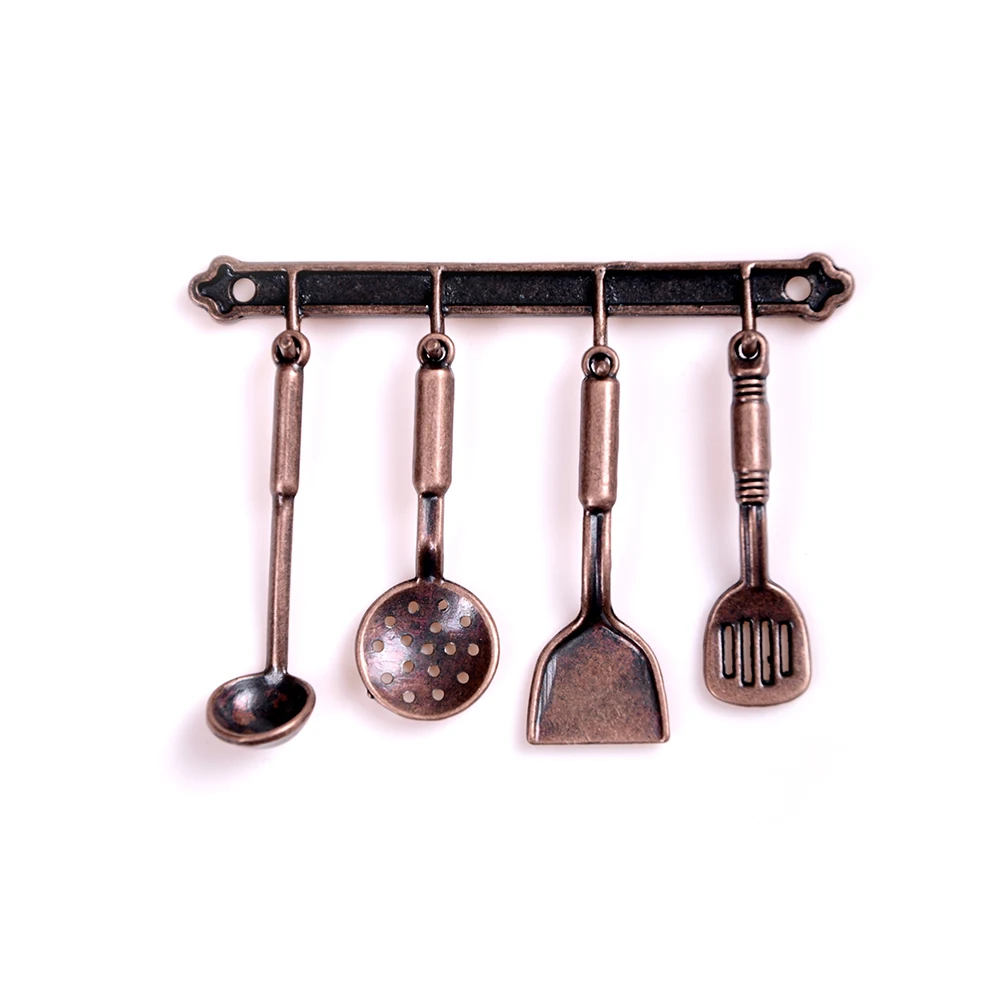 Casa de muñecas a escala 1:12, sartén en miniatura de Color oro rosa, olla para cocinar, hervidor, utensilios de cocina, Kit de cocina, accesorios para muñecas