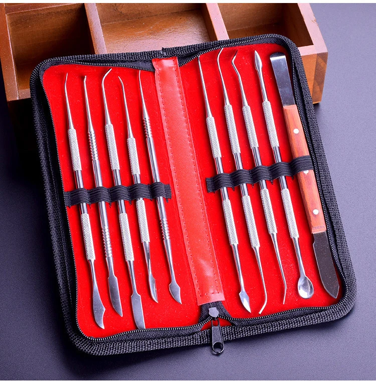 Juego de 10 Espátulas Dentales, Cuchillo para Yeso, Herramienta Práctica y Versátil para Tallar Cera Dental, Instrumentos de Odontología