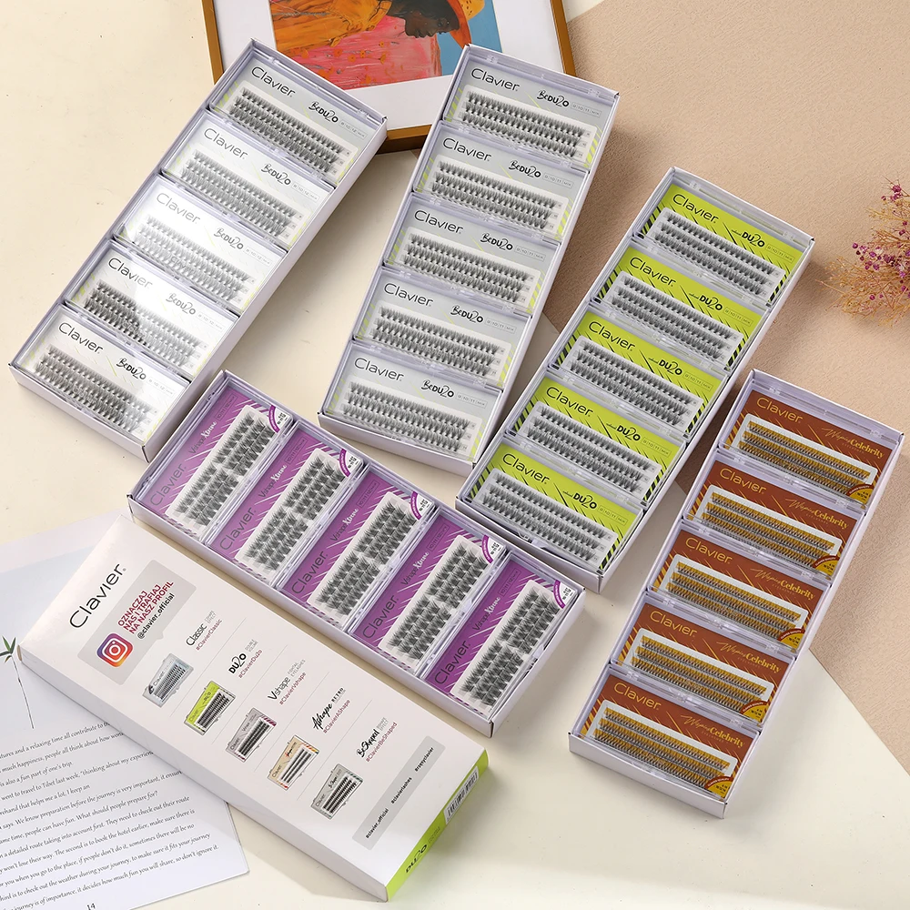 Juego de pestañas Clavier Vshape, apariencia de extensión Natural, pestañas tipo C, 10 cajas por juego, maquillaje profesional, pestañas individuales