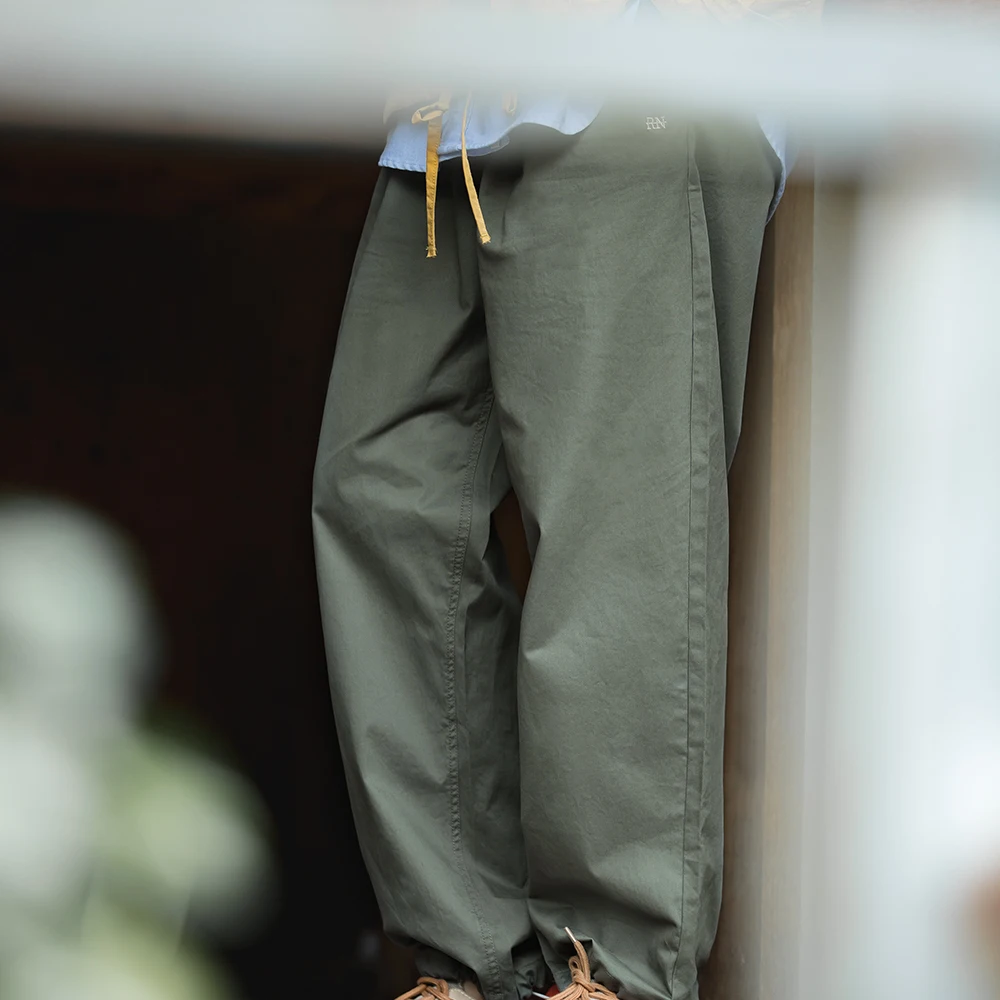 Maden-pantalones Cargo fáciles para hombre, pantalones sueltos informales con bolsillo y cordón, monos Vintage, ropa recta