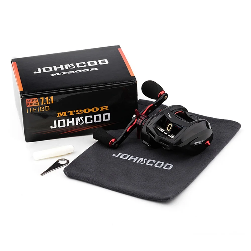 Carrete de pesca JOHNCOO MT200 carrete de fundición de cebo juego grande 13kg arrastre máximo carrete de pesca de jigging 11 + 1 BB 7,1: 1 carrete de Baitcasting