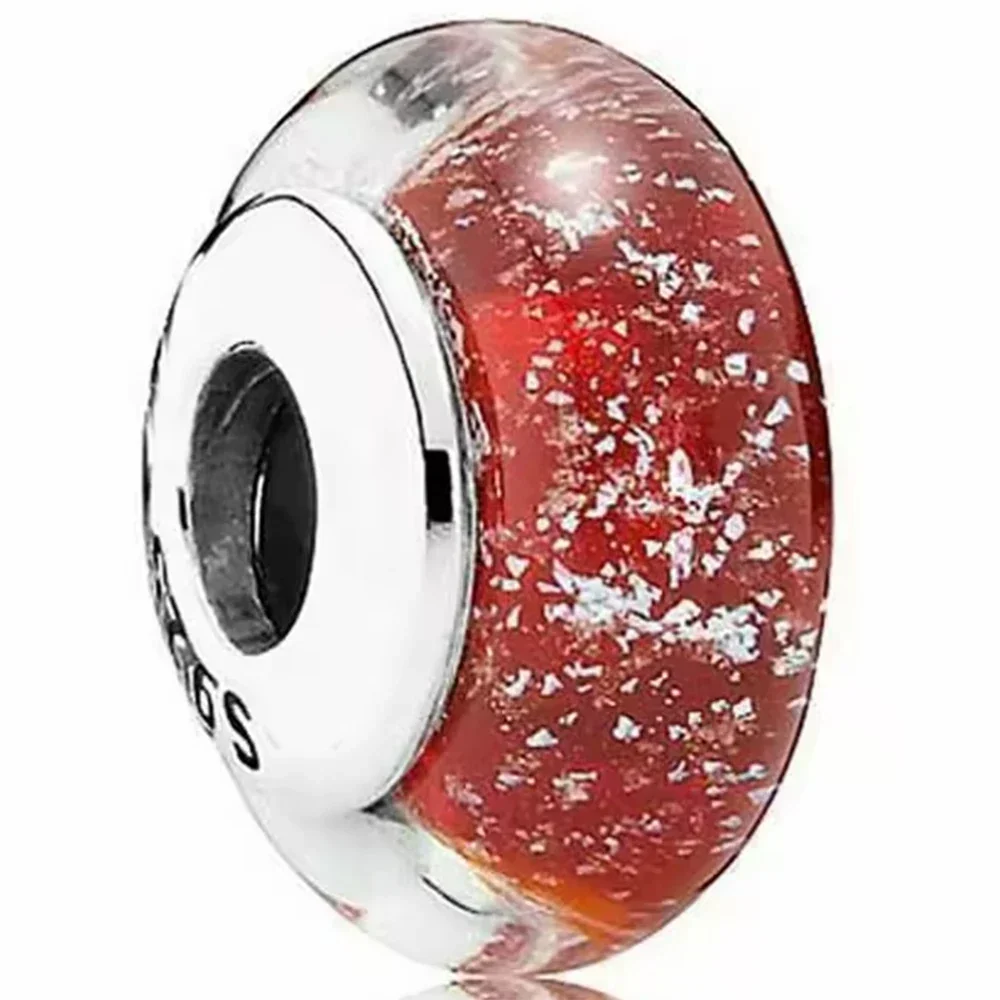 2025 cuentas clásicas de Plata de Ley 925 con forma de hoja de flor de colores, arcoíris cósmico, abalorios de cristal de Murano aptos para pulsera DIY, regalo de joyería para mujer