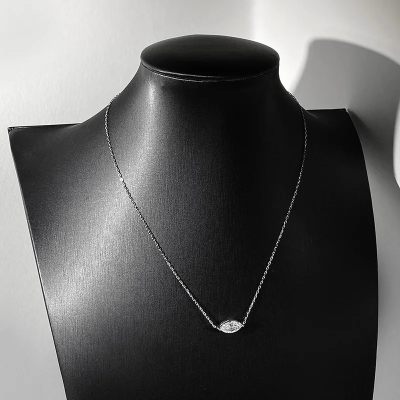 Smyoue Marquesa Cut 1-3CT Collar de circonita o moissanita para mujer Colgante de diamante de laboratorio de piedras preciosas Plata de ley 925 chapada en 14K