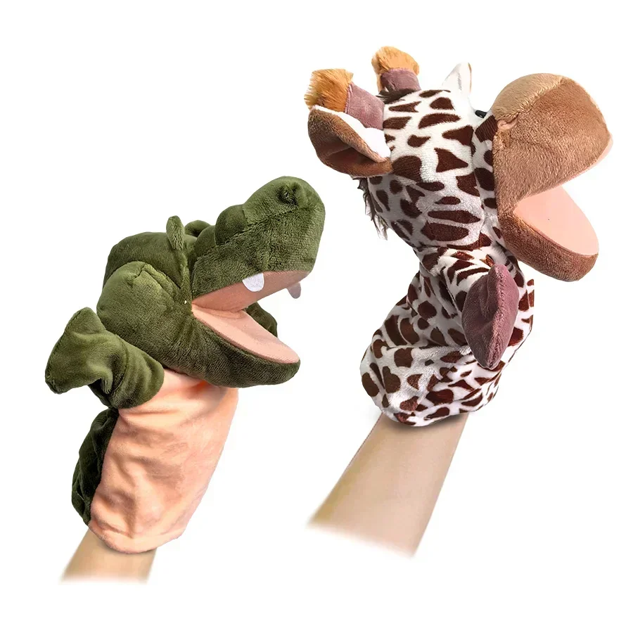 Juguete de Peluche Suave, Muñeco de Peluche Educativo para Bebés, León, Elefante, Mono, Jirafa, Tigre, Conejo, Marioneta de Mano Kawaii