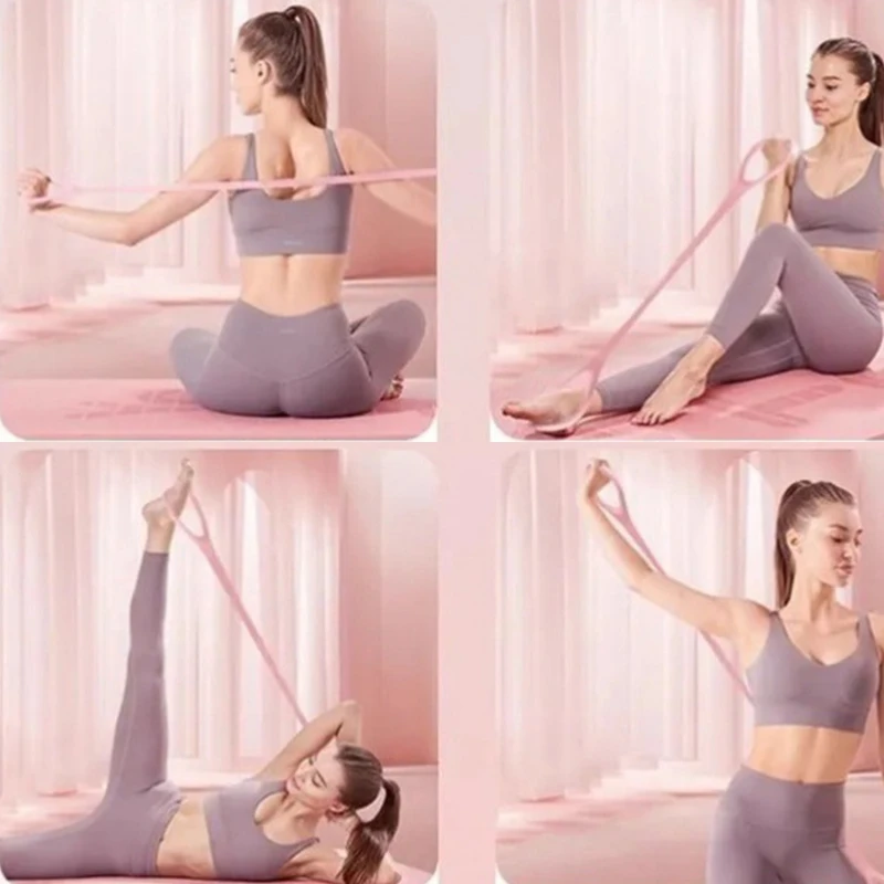 Banda de resistencia para Fitness en forma de 8, banda elástica para entrenamiento deportivo, cuerda de tracción de goma para Fitness en casa, entrenamiento de Yoga, ejercicio, equipo de gimnasio
