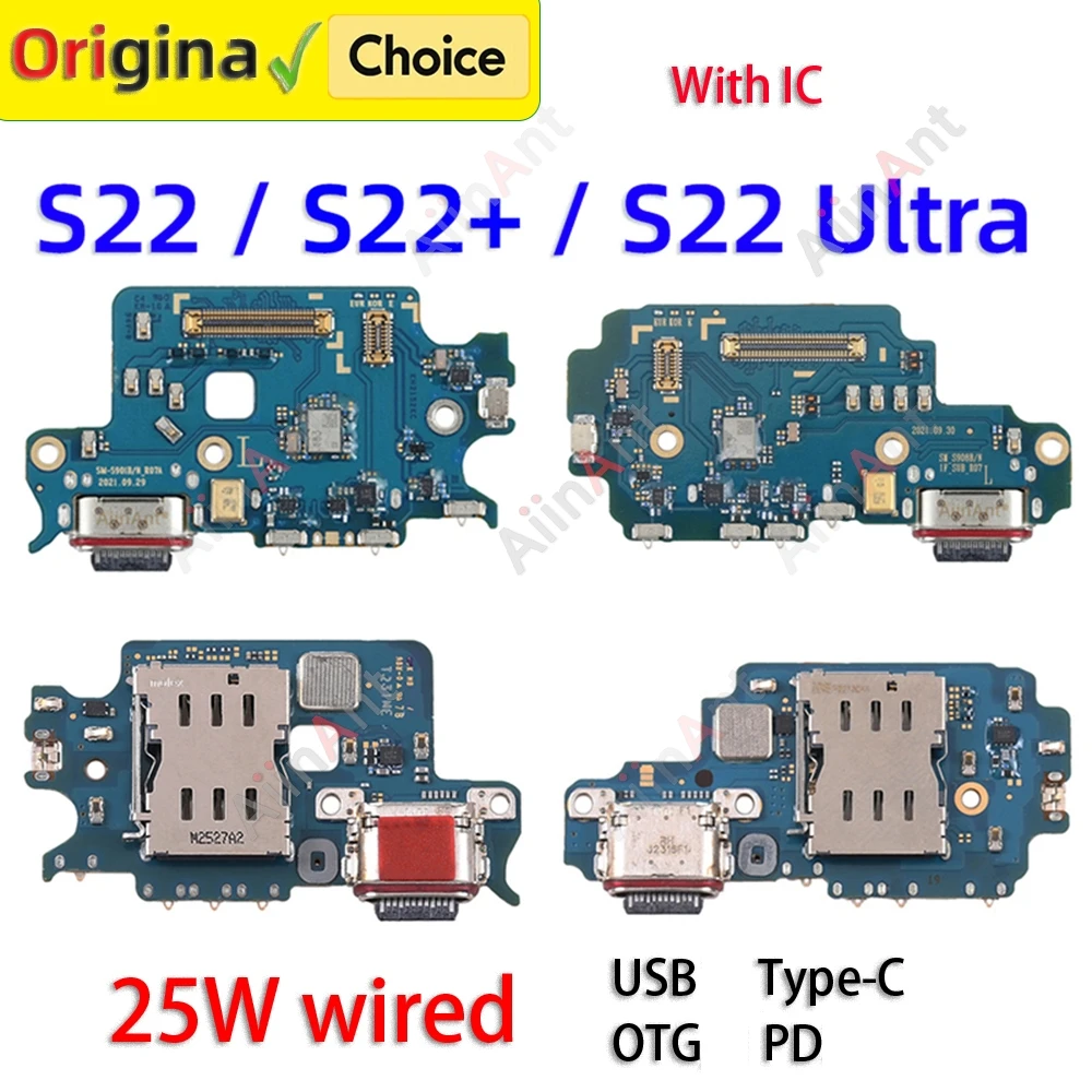 Placa de carga con puerto USB, conector de base, Cable flexible de carga para Samsung Galaxy S908N S22 Ultra Plus S908U S908W S906B S901E S906E