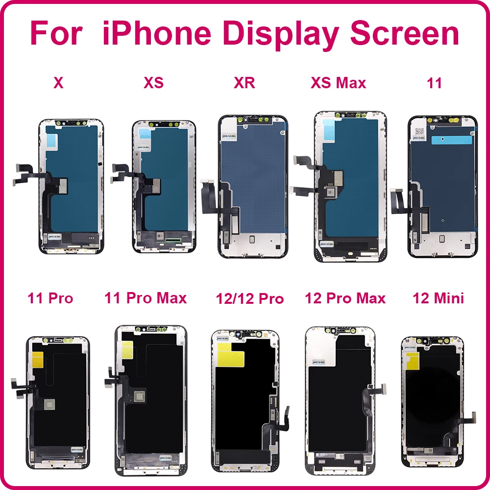 Pantalla LCD INCELL para iPhone X XR XS Max, 11, 12, 13 Pro Max, 13 Mini, 14 Plus, 15 con ensamblaje de digitalizador táctil 3D