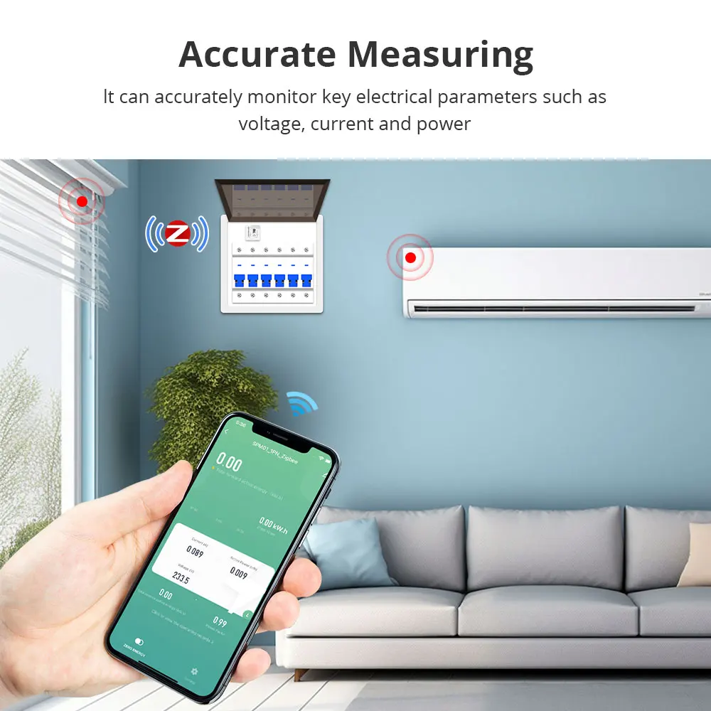 Medidor de Energía Inteligente Zemismart Zigbee, Sensor Eléctrico, Funciona con la Aplicación Tuya, Compatible con Homey y Smartthings