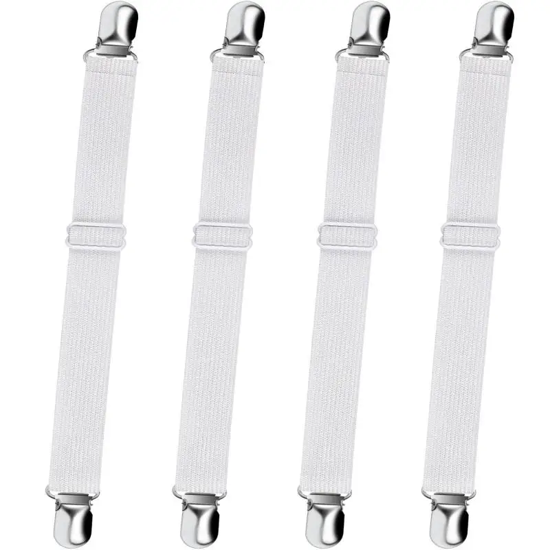 Sujetador de Sábanas Ajustable Elástico con 12 Clips, Sujetador Fijo para Colchón, Sujetadores de Cubiertas y Mantas, Correa Antideslizante - Nuevo