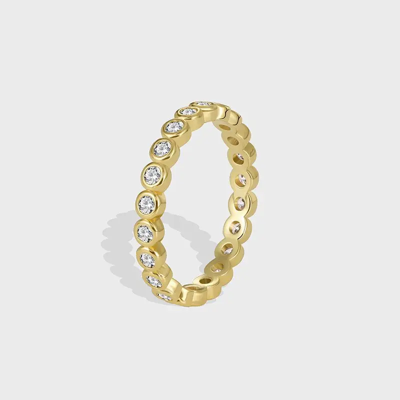 Anillo Redondo de Plata de Ley 925 con Circonita Blanca Exquisita, Joyería de Compromiso para Mujer, Accesorios de Moda para el Dedo, para Fiestas