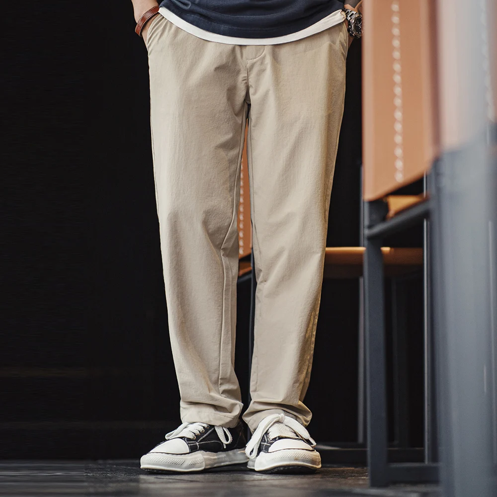 Maden-pantalones de traje informales rectos y limpios para hombre, pantalones de oficina cónicos resistentes a las arrugas, pantalones versátiles de Color sólido