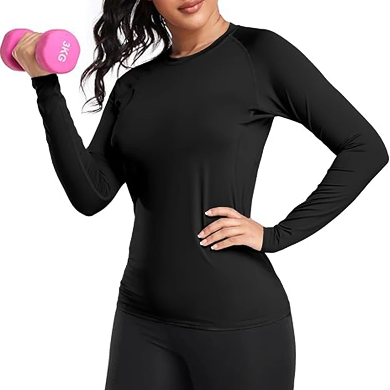 Camiseta de compresión con estampado gráfico para mujer, camisetas de secado rápido para gimnasio, entrenamiento atlético, camisetas de capa base de manga larga para primavera y otoño
