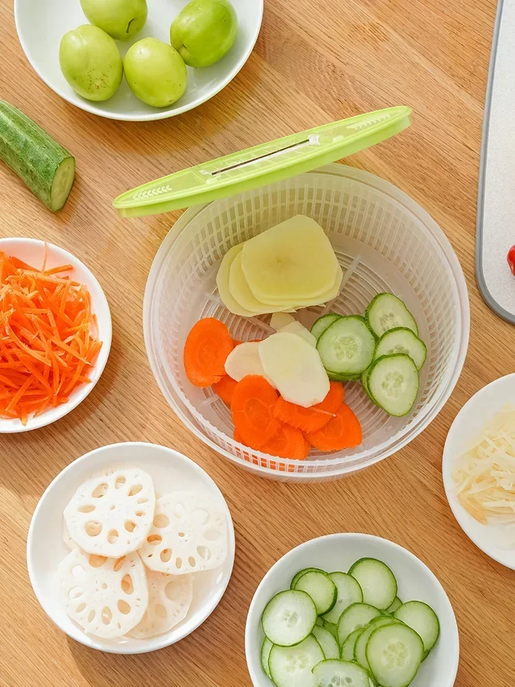 Escurridor de Ensaladas para Verduras de Hoja, Lavador y Secador de Lechuga, Herramienta Escurridora y Conservadora de Verduras para Cocina