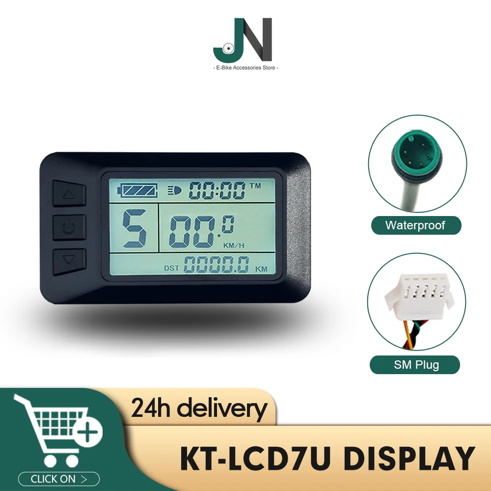 Pantalla KT-LCD7U con pantalla USB, enchufe SM/impermeable, 24V, 36V, 48V, para kit de conversión de bicicleta eléctrica