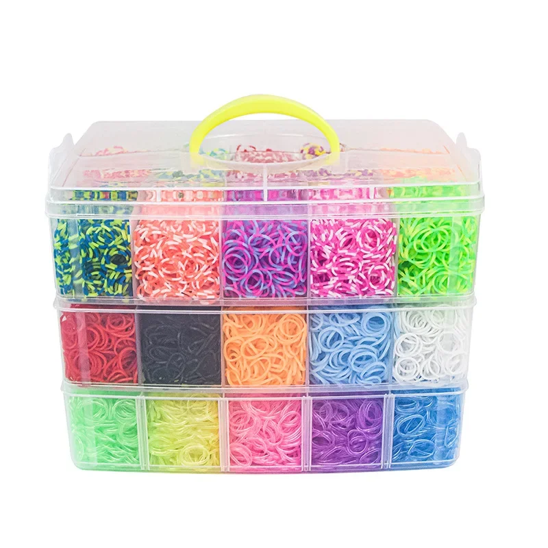 Juego de 15000 bandas de goma luminosas de arcoíris para rompecabezas para niños, banda de goma tejida a mano, telar de pulsera luminosa