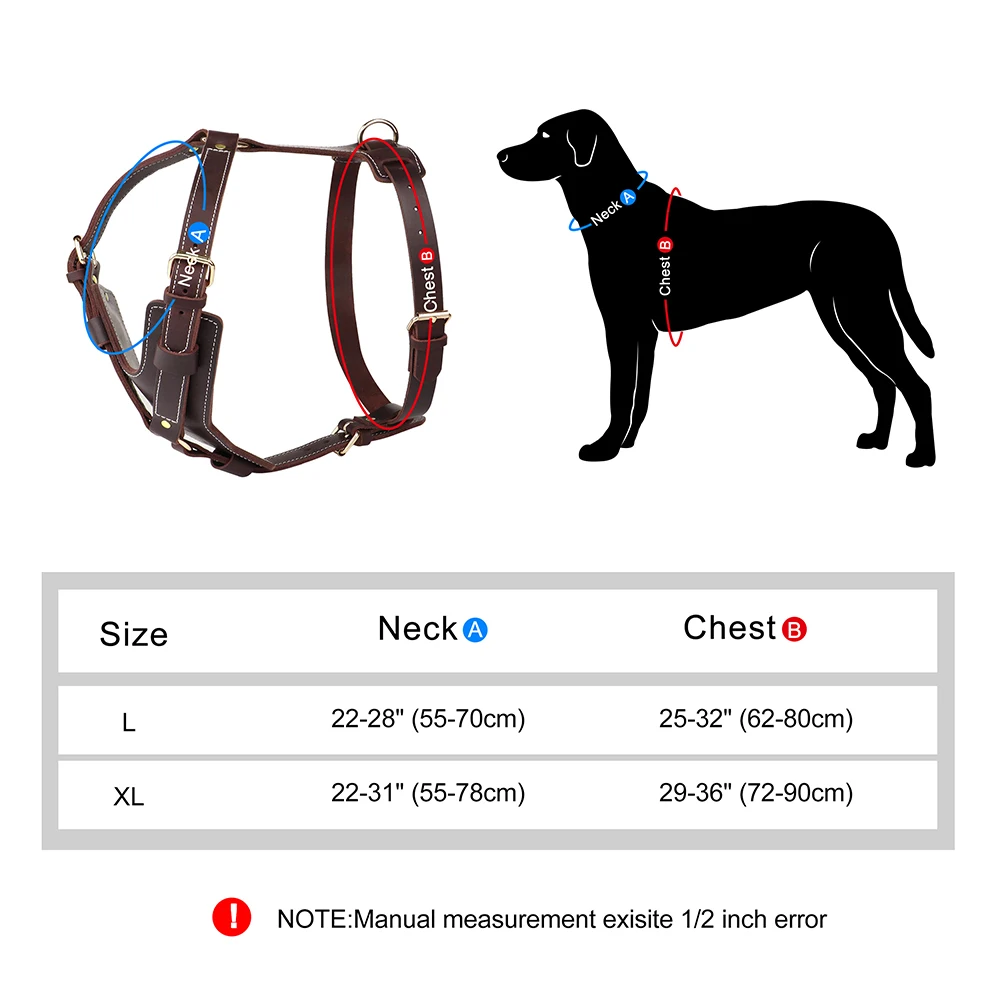 Arnés para perro grande y duradero, Chaleco de cuero genuino, ajustable, Control rápido con asa, suministros para mascotas para Labrador