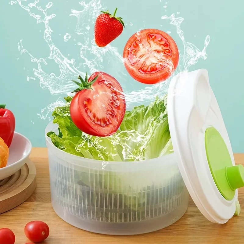 Escurridor de Ensaladas para Verduras de Hoja, Lavador y Secador de Lechuga, Herramienta Escurridora y Conservadora de Verduras para Cocina