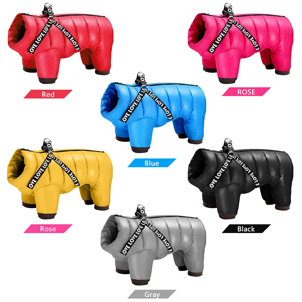 Ropa de invierno para perros, chaqueta muy cálidas para perros, abrigo impermeable para perros pequeños, medianos y grandes, ropa para mascotas, mono para Bulldog Francés