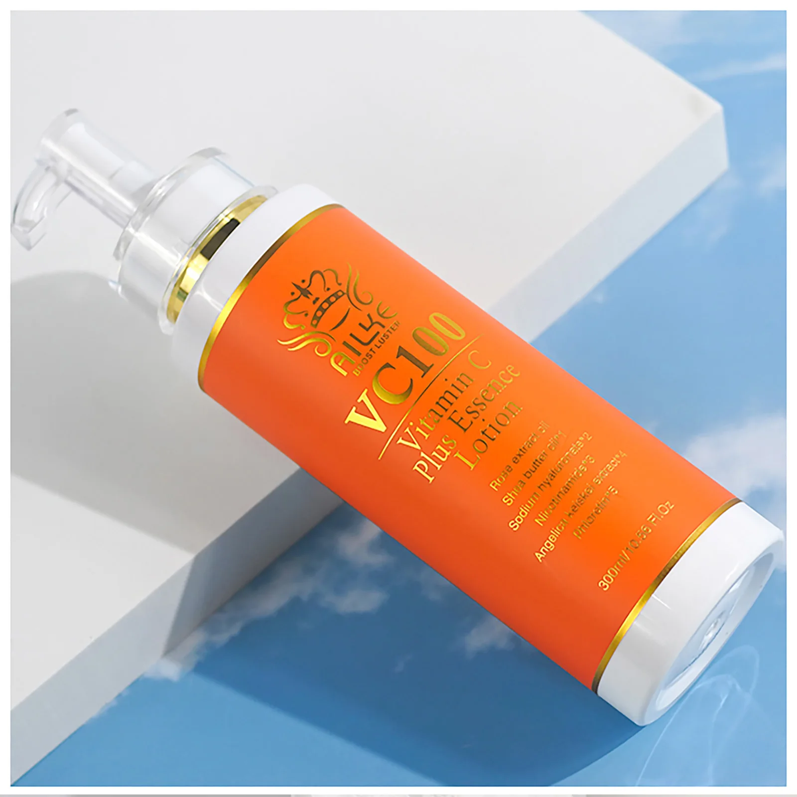 Loción Corporal Iluminadora con Vitamina C AILKE, Anti-Manchas, Crema Hidratante para Mujeres, con Niacinamida, Aceite de Rosas, Mejora la Piel Áspera