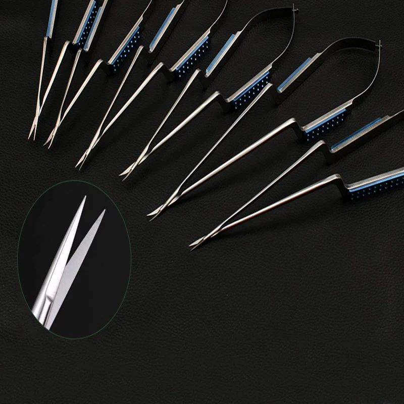 Tijeras Neuroquirúrgicas de Acero Inoxidable, Tijeras en Forma de Pistola, Instrumento de Resorte, Microtijeras, Tijeras para Tejidos