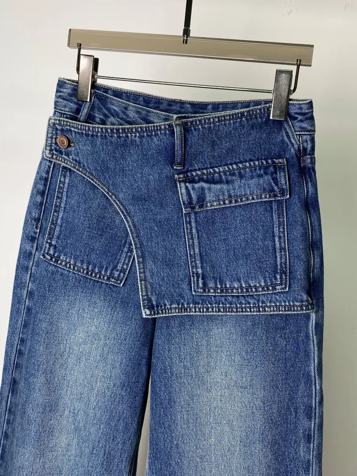 Jeans de Mujer Talla Grande Estilo Americano, Vintage, Lavados, de Cintura Alta, Irregulares, Holgados, de Pierna Ancha, Pantalones Vaqueros Combinables para Mujer