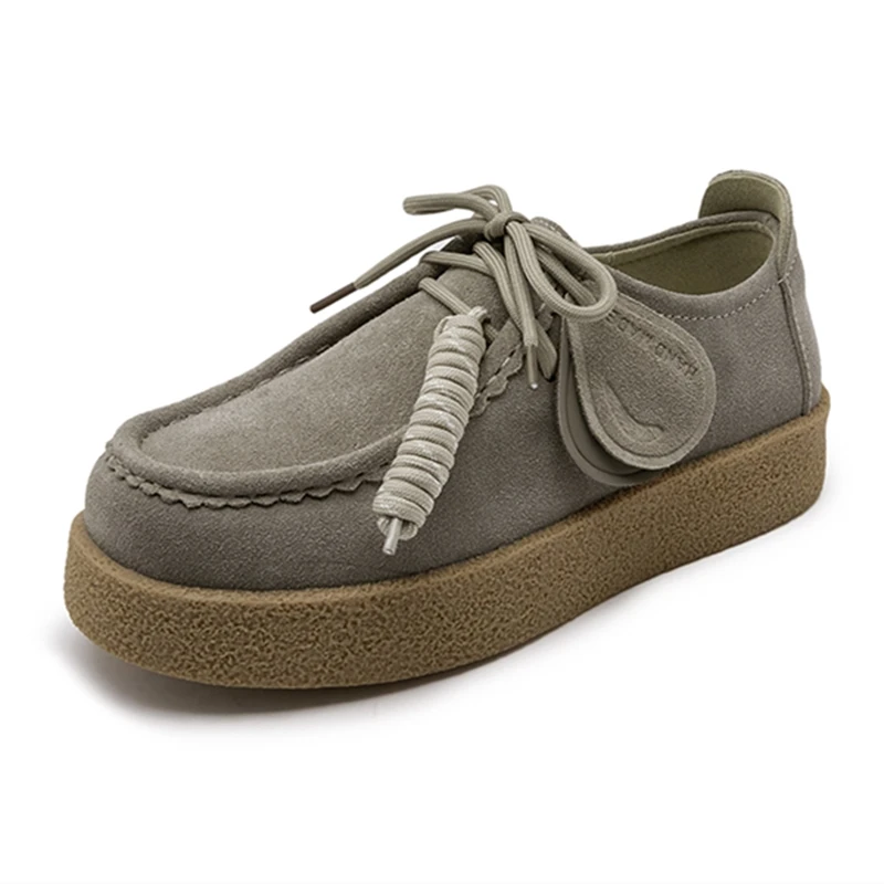 AIYUQI, zapatos de mujer, mocasines de ante de cuero genuino 2026, zapatos de estilo británico con cordones para estudiantes, zapatos clásicos de talla grande para mujer