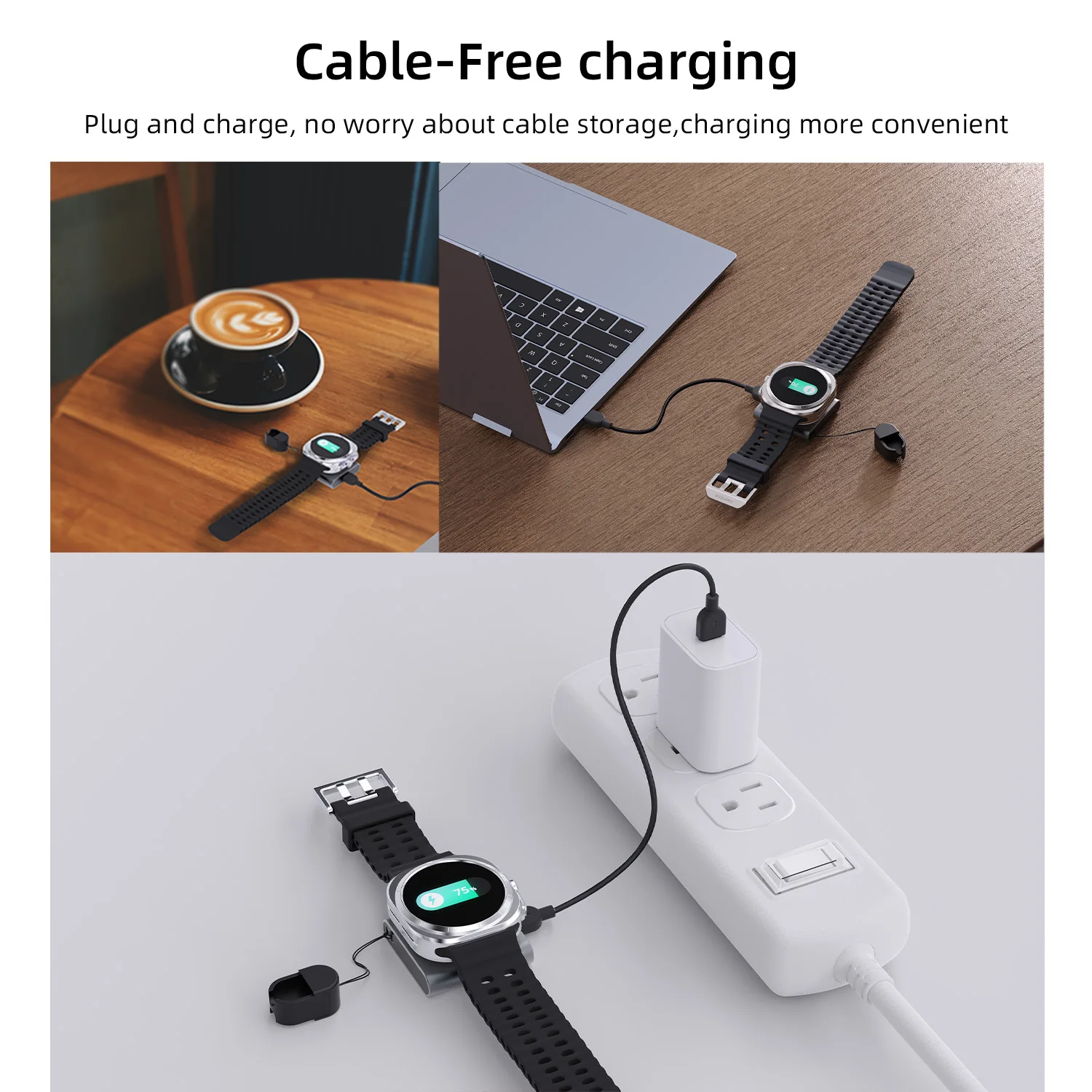 Bonola-cargador inalámbrico para reloj magnético, Cable USB C portátil, estación de carga rápida para Samsung Galaxy Watch Ultra 8/7/6/5/4