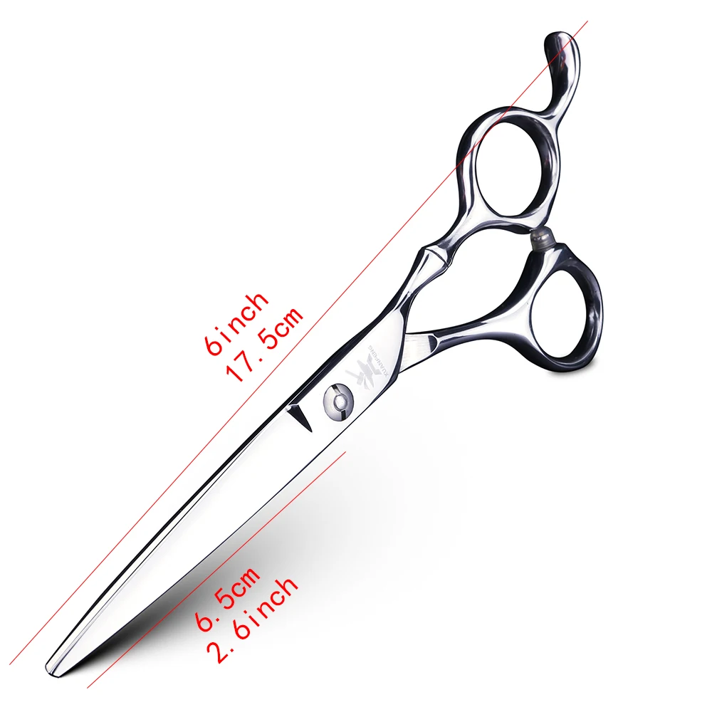 XUANFENG-Tijeras para el cabello con mango plateado, tornillos dorados de acero 9cr18, tijeras de corte y juego de tijeras de adelgazamiento para peluquero de 6 pulgadas