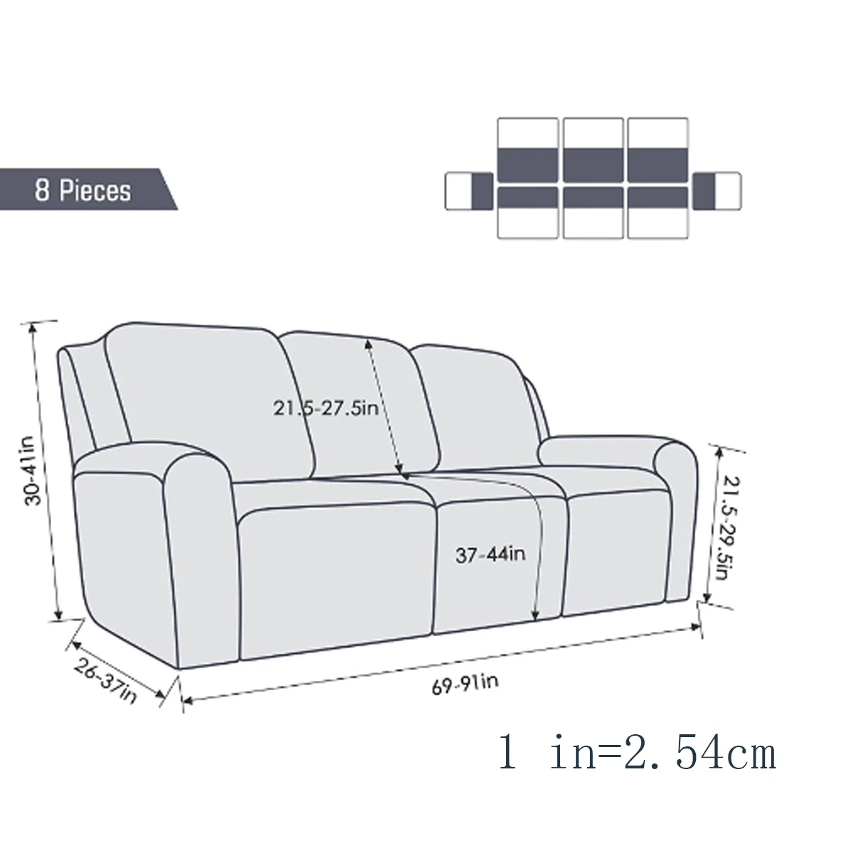 Funda de sofá reclinable seccional elástica de 3 asientos con parte inferior elástica, muebles lavables suaves, funda protectora para sofá para mascotas